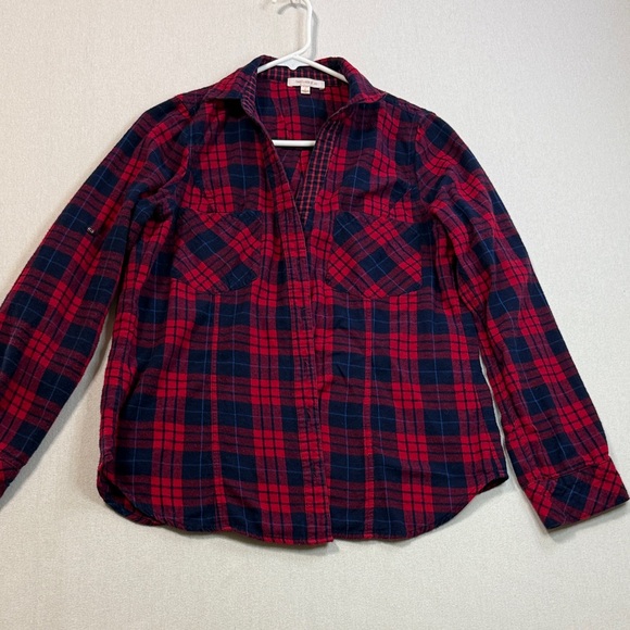 Skies Are Blue Tops - Skies Are Blue Red and Blue Plaid Shirt